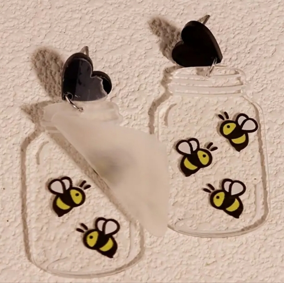 Clear Acrylic Bee Earrings - Picture 5 of 5